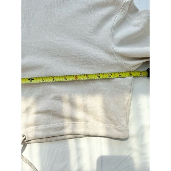 Dynamite Long Sleeve Crop Sweater Ivory Half Zip 100% Cotton & Terry Inside XS - Picture 7 of 11
